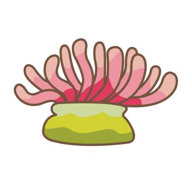 Deniz şakayığı deniz yaşamı ve akvaryum konsepti üzerine dekorasyon için vektör çizimi.