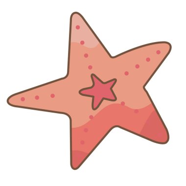 Akvaryum dekorasyonu, deniz yaşamı ve yaz tatili konsepti için şirin deniz yıldızı çizimi.