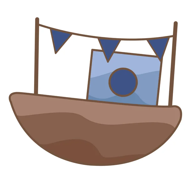 Рибальський Човен Плоский Дизайн Ілюстрація Прикраси Місцевому Рибальському Житті Морській — стоковий вектор