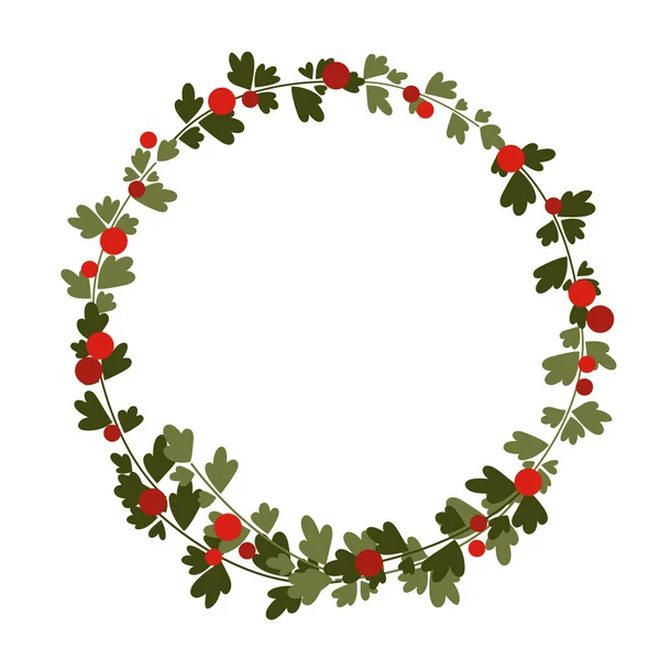 クリスマスイベントや春の季節のコンセプトの装飾のための赤いベリーの花輪を持つシダの枝 — ストックベクタ