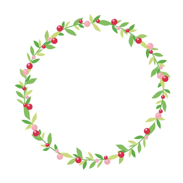 Bunch Leaves Berry Wreath Illustration Decoration Christmas Holiday Spring Seasonal — Stock Vector