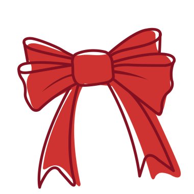 Hediye ve kutlama konsepti için soyut kırmızı fiyonk düz tasarım.