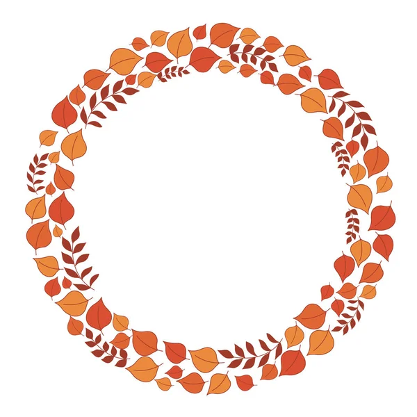 Красочные Осенние Листья Папоротником Венок Иллюстрации Украшения День Благодарения Фестиваль — стоковый вектор