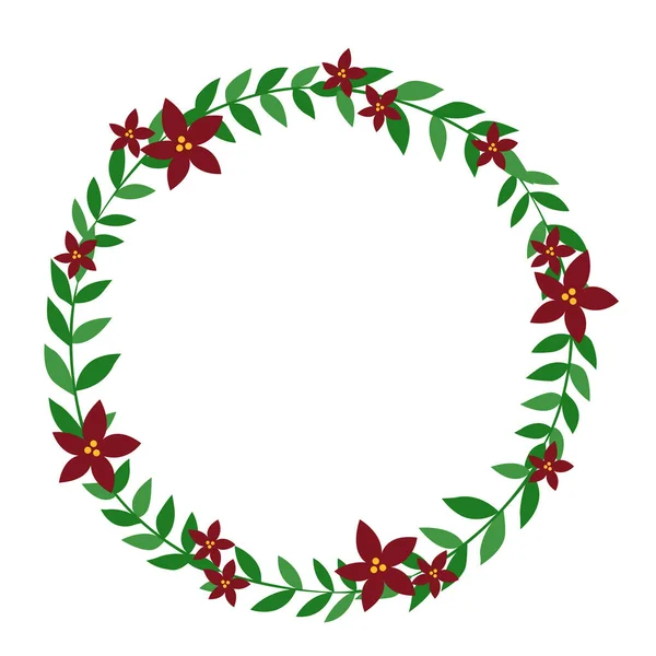 Kerstbloem Met Bladeren Krans Illustratie Voor Decoratie Kerstvakantie Evenement Natuurlijk — Stockvector