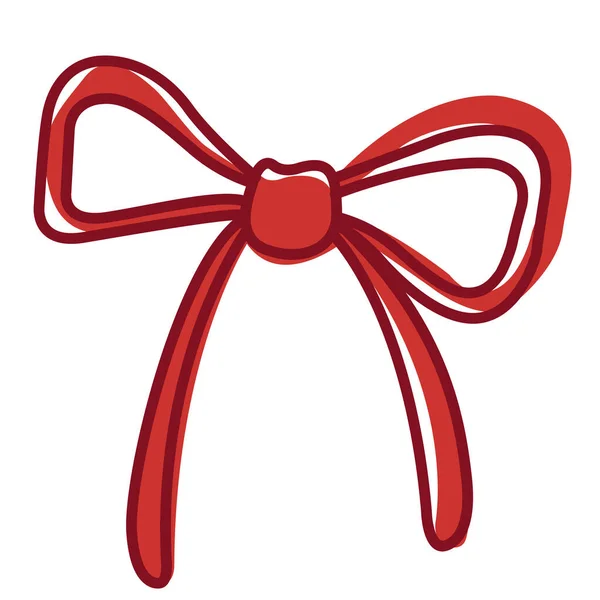 贈り物やお祝いのコンセプトのための装飾のための抽象的な赤い弓のドアフラットデザイン — ストックベクタ