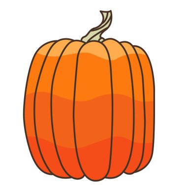 Doğa yiyecekleri, tarım, Cadılar Bayramı ziyafeti ve Sonbahar mevsimleri üzerine dekorasyon için balkabağı düz tasarımı çizimi.