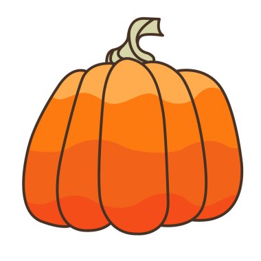 Doğa yiyecekleri, tarım, Cadılar Bayramı ziyafeti ve Sonbahar mevsimleri üzerine dekorasyon için balkabağı düz tasarımı çizimi.