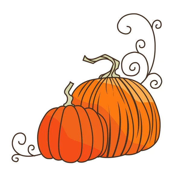 自然食品 ハロウィーンの祭りや秋の季節に装飾のためのツタフラットデザインイラストとカボチャ — ストックベクタ