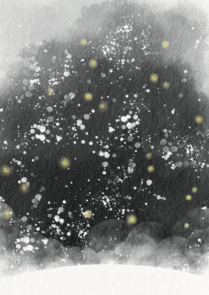 Snöig Natten Och Dimma Landskap Bakgrund För Dekoration Vintern Visa — Stockfoto