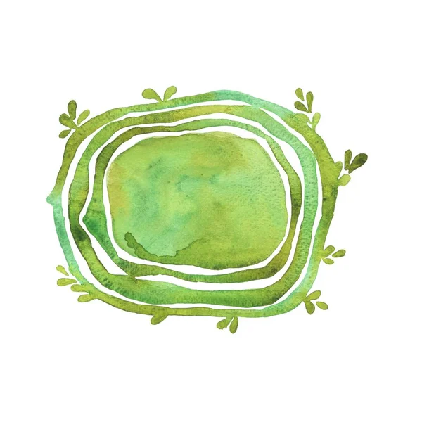 Abstract Groene Banner Met Bladeren Aquarel Illustratie Voor Decoratie Natuur — Stockfoto