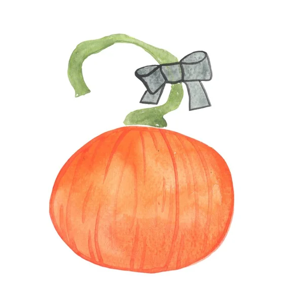 Κολοκύθα Balck Τόξο Υπογράψει Ακουαρέλα Εικονογράφηση Για Halloween Και Λαχανικών — Φωτογραφία Αρχείου