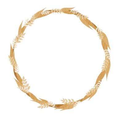 Tarım ve çiğ gıda kavramının dekorasyonu için altın buğday çerçevesi çizimi.