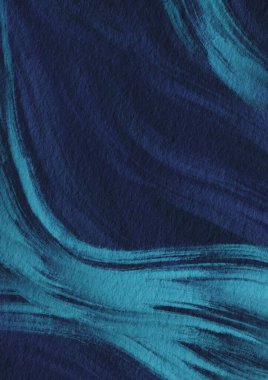 Kıyı ve su kavramını süslemek için koyu mavi arka planda soyut açık mavi renk kuru fırça darbesi.