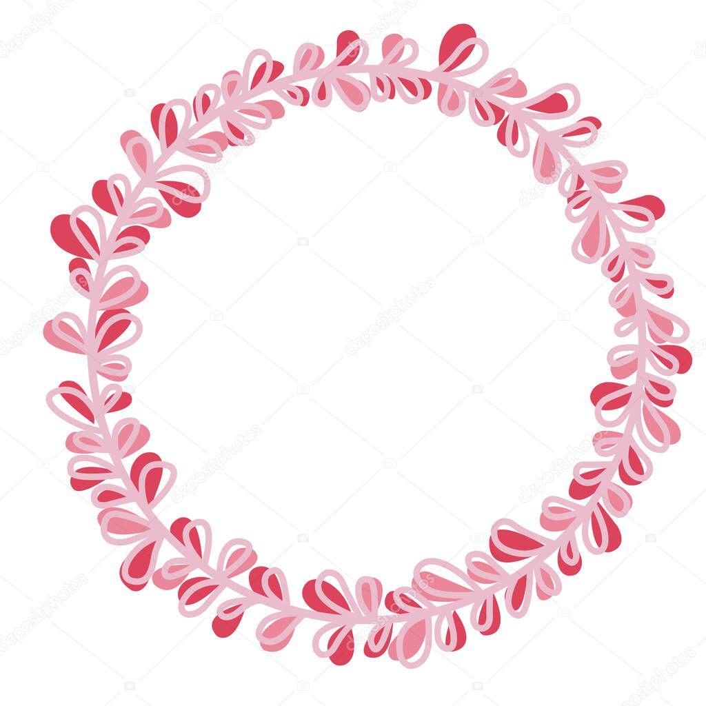 Abstract sweet ivy wreath frame illustration for decoration on Valentine day, wedding and spring seasonal concept.