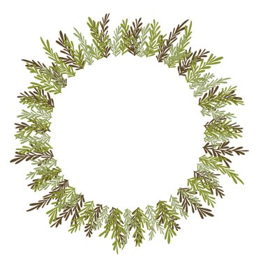 Eğreltiotu yaprakları soyut demeti doğa, bahçe, bahar mevsimi ve organik yaşam tarzı üzerine dekorasyon için karalama çelengi çizimi.