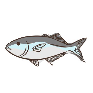 Soyut karalama mavi balık deniz yaşamı, akvaryum, balıkçılık ve denizcilik konsepti üzerine resim çizimi.