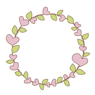 Sevgililer Günü, düğün ve romantizm konsepti için soyut çiçek kalpleri ve çelenk çizimi.