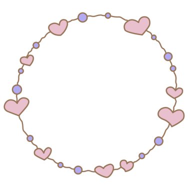 Sevgililer Günü, düğün ve romantizm konsepti için soyut çiçek kalpleri ve çelenk çizimi.