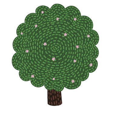 Doğa manzarası ve doğa konsepti üzerine süsleme için soyut çiçek el çizimi.