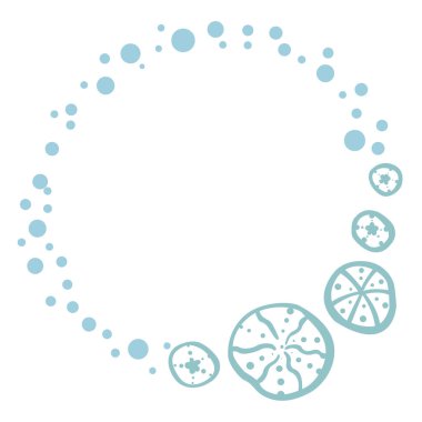 Kabarcık çelenkli soyut deniz kestanesi, okyanus dekorasyonu, kıyı yaşam tarzı ve deniz konsepti..