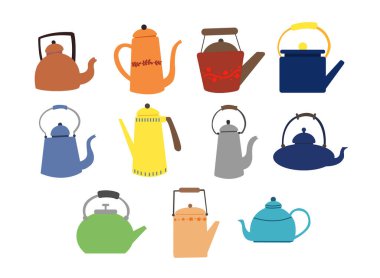 Çay partisi ve ev mutfağı konsepti dekorasyonu için şirin çaydanlık düz tasarım çizimi.