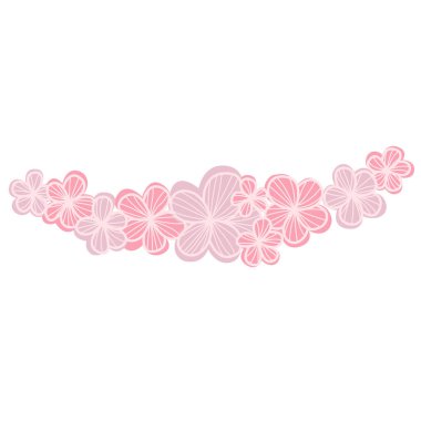 Düğün, romantik etkinlik ve Sevgililer Günü dekorasyonu için soyut pembe çiçek sınır çizimi.