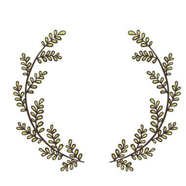 Doğa ve organik yaşam tarzı üzerine dekorasyon için soyut yeşil yapraklı çelenk çizimi