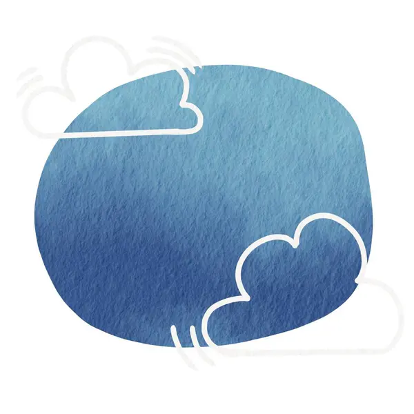 Abstraktes Doodle Wolke Mit Blauem Himmel Banner Aquarell Illustration Für — Stockfoto
