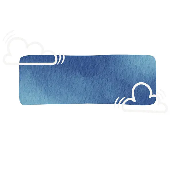 Nuvem Doodle Abstrato Com Azul Céu Bandeira Aquarela Ilustração Para — Fotografia de Stock
