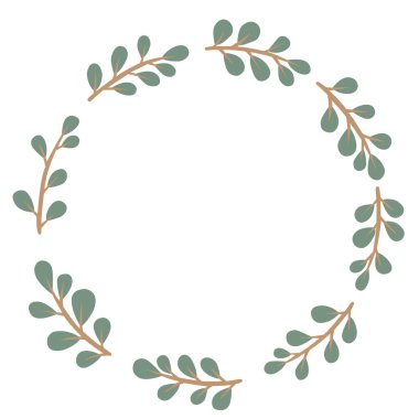 Bahar mevsiminde ve doğa kavramında süsleme için bir demet yeşil yaprak çizimi.