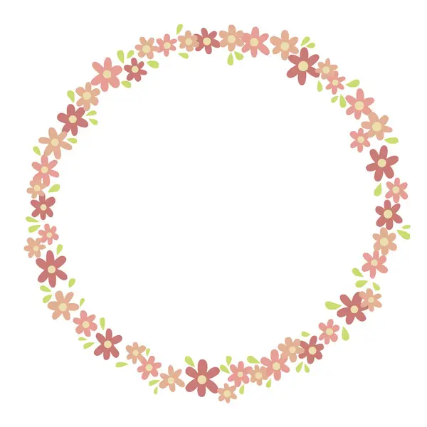 Süße Blütenkranz Rahmen Illustration Und Hochzeit Romantisch Und Frühling Saisonal — Stockvektor