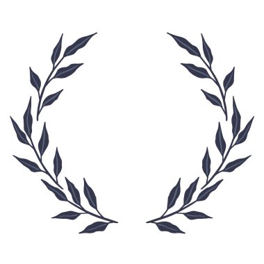 Klasik tarz, bahçe ve doğa konsepti üzerine dekorasyon için soyut koyu mavi yaprak demeti çizimi.