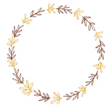 Klasik tarz, bahçe ve doğa konsepti üzerine süsleme için soyut kırmızı ve sarı yaprak demeti demeti.