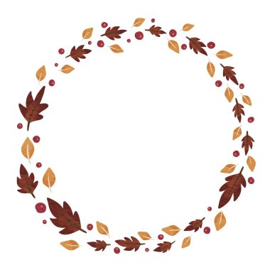 Sonbahar ve Şükran Günü için soyut meşe yaprakları, yaprak ve yabani böğürtlen suluboya..