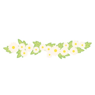 Yapraklı papatya çiçeği çiçek süslemesi için sınır karalama çizimi.