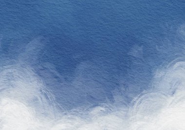 Kağıt arkaplanda bulutlu suluboya ile mavi gökyüzü yeni gün ve doğa konseptinde dekorasyon için resimlendirme.