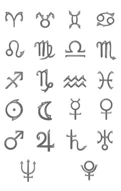 Metal elementleri ve Gotik stil astrolojik semboller burç ve burç kavramları üzerine dekorasyon..