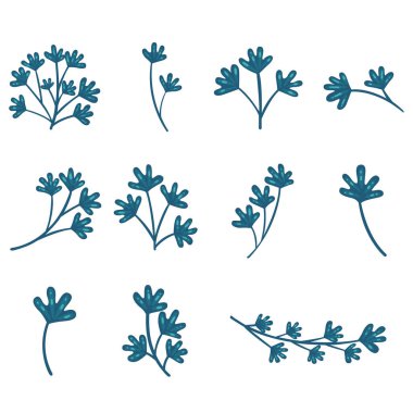 Doğa, yaz ve tropikal orman dekorasyonu için tropikal eğreltiotu yaprağı düz tasarımı çizimi.