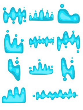 Pankart ve sınır çizimi için su dalgası ve su sıçrama düz tasarımı.