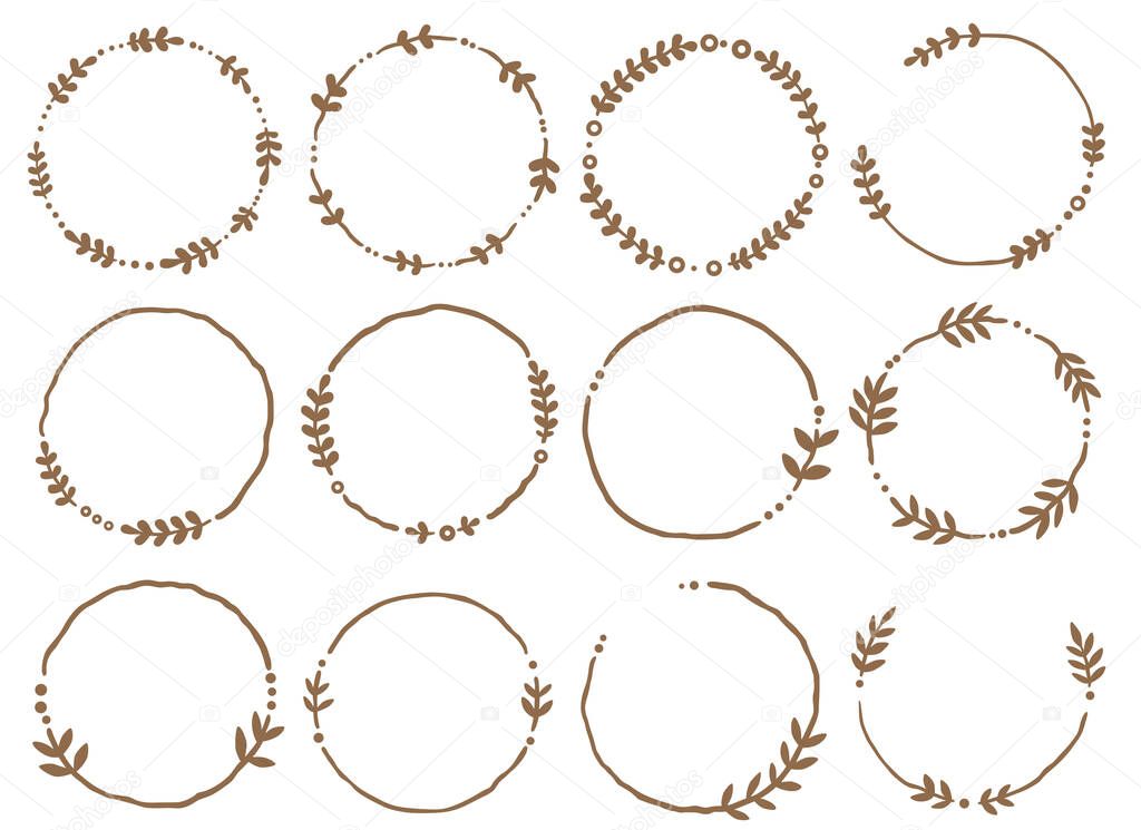 Hand draw Leaf wreath illustration for decoration on nature, healthy, tea drinks and organic ilfe style concept.