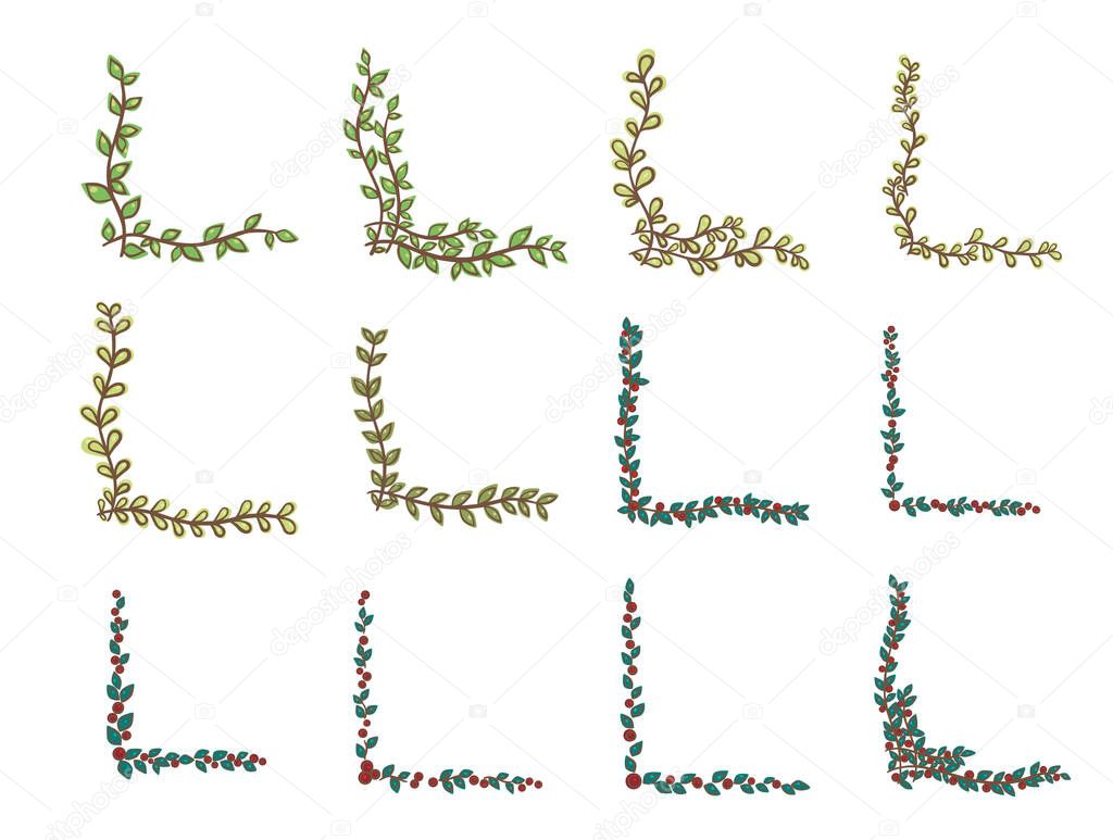 Hand draw Leaf and berry wreath illustration for decoration on nature, healthy, tea drinks and organic life style concept.