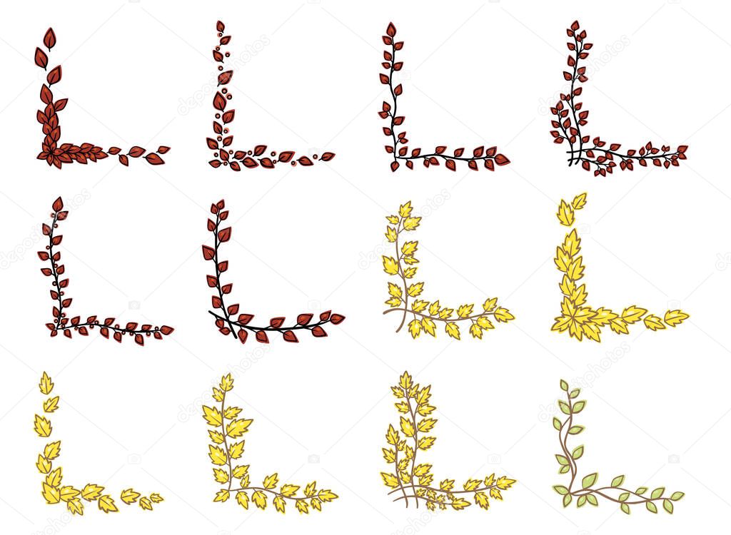 Hand draw Autumn leaves conner illustration for decoration on nature, healthy, tea drinks and organic life style concept.
