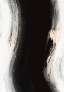 Zen, modern ve soyut sanat tarzında dekorasyon için beyaz kağıt resimde siyah kuru fırça darbesi.