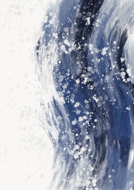 Çivit mavisi fırça darbesi ve su damlası arkaplanı. Süslü boya, su dalgası ve klasik sanat tarzı için..