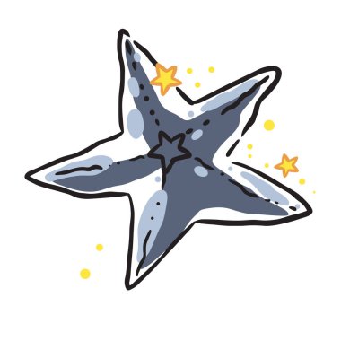 Yaz tatili, deniz yaşamı, deniz ve okyanus konsepti için denizyıldızı karalama çizimi.