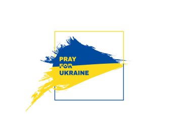 Ukrayna için dua edin, Ukrayna bayrağı dua eden konsept vektör çizimi. Ukrayna 'ya barış için dua et. Ukrayna 'yı Rusya' dan kurtar.