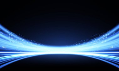 Modern abstract high-speed light effect. Technology futuristic dynamic motion on blue background. Movement pattern for banner or poster design background concept.