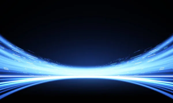 Modern abstract high-speed light effect. Technology futuristic dynamic motion on blue background. Movement pattern for banner or poster design background concept.