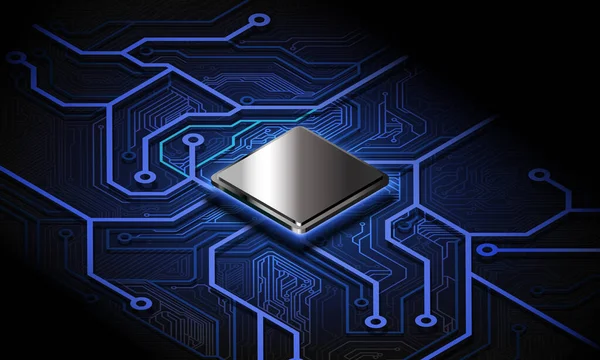 Abstrakte Technologie Chip Prozessor Hintergrund Leiterplatte Und Html Code Abbildung — Stockvektor