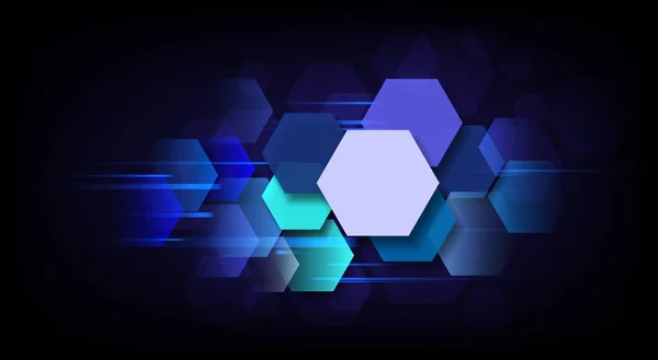 Abstract Blauwe Zeshoekige Achtergrond Futuristische Technologie Digitale Tech Concept Achtergrond — Stockvector